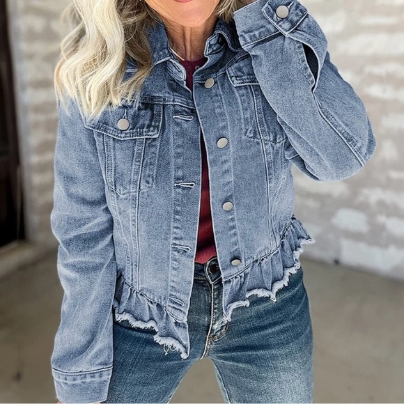 Ruffled denim jacket